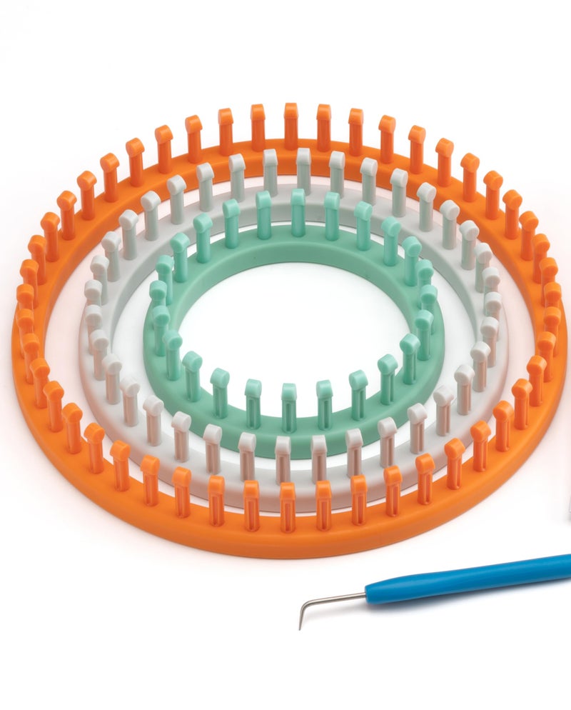 Authentic Knitting Board 'Premium' Chunky Round Knitting Looms Set, 5/8" Large Gauge KB Looms (3 loom set) - Image 2